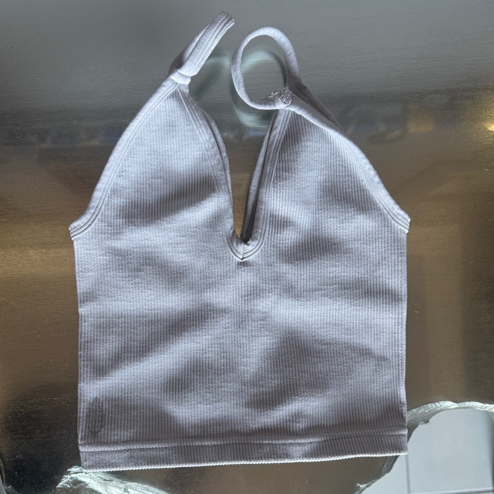 FP Movement Gray Ribbed Crop Top - Picture 2 of 3